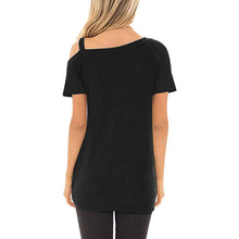 将图片加载到图库查看器，Women's Cold Shoulder Tops Summer Short Sleeve Casual Twist Knot Blouse T-Shirt
