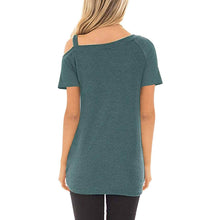 将图片加载到图库查看器，Women's Cold Shoulder Tops Summer Short Sleeve Casual Twist Knot Blouse T-Shirt
