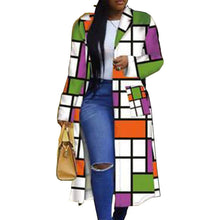 Load image into Gallery viewer, Women's Colored Geo Turn Down Collar Trench Coat
