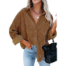 Load image into Gallery viewer, Women's Corduroy Shirts Casual Long Sleeve Top
