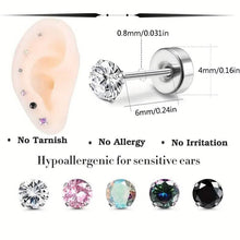 将图片加载到图库查看器，Women's Cubic Zirconia Surgical Stainless Steel Flat Back Earrings
