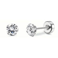将图片加载到图库查看器，Women's Cubic Zirconia Surgical Stainless Steel Flat Back Earrings
