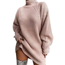 Load image into Gallery viewer, Women's Dress Sweater Dress Knitted Long Sleeve Loose Sweater Cardigans Turtleneck
