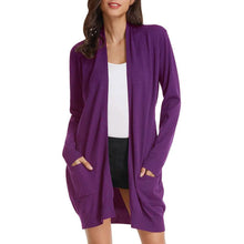 Load image into Gallery viewer, Women's Essential Solid Open Front Long Knited Cardigan Sweater
