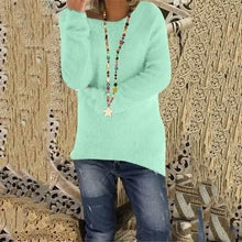 Load image into Gallery viewer, Women's Fashion Autumn and Winter Long Sleeve Knitted Sweaters Solid Color Warm Pullover Tops

