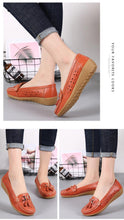 Load image into Gallery viewer, Womens Flats Summer Genuine Leather Shoes Low Heels Slip On Casual Flat Shoes Women's Espadrilles Casual Shoes Spring Comfortable Strong Design

