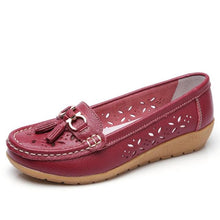 Load image into Gallery viewer, Womens Flats Summer Genuine Leather Shoes Low Heels Slip On Casual Flat Shoes Women's Espadrilles Casual Shoes Spring Comfortable Strong Design
