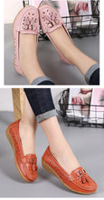 Load image into Gallery viewer, Womens Flats Summer Genuine Leather Shoes Low Heels Slip On Casual Flat Shoes Women's Espadrilles Casual Shoes Spring Comfortable Strong Design

