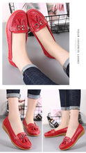 Load image into Gallery viewer, Womens Flats Summer Genuine Leather Shoes Low Heels Slip On Casual Flat Shoes Women's Espadrilles Casual Shoes Spring Comfortable Strong Design
