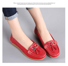Load image into Gallery viewer, Womens Flats Summer Genuine Leather Shoes Low Heels Slip On Casual Flat Shoes Women's Espadrilles Casual Shoes Spring Comfortable Strong Design
