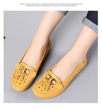 Load image into Gallery viewer, Womens Flats Summer Genuine Leather Shoes Low Heels Slip On Casual Flat Shoes Women's Espadrilles Casual Shoes Spring Comfortable Strong Design
