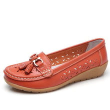 Load image into Gallery viewer, Womens Flats Summer Genuine Leather Shoes Low Heels Slip On Casual Flat Shoes Women's Espadrilles Casual Shoes Spring Comfortable Strong Design
