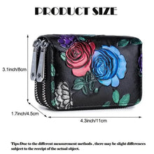 Load image into Gallery viewer, Women's Floral Faux Leather Double Zipper Card Holder and Coin Purse
