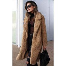 Load image into Gallery viewer, Women's Fuzzy Fleece Lapel Open Front Long Cardigan Coat
