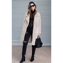 Load image into Gallery viewer, Women's Fuzzy Fleece Lapel Open Front Long Cardigan Coat
