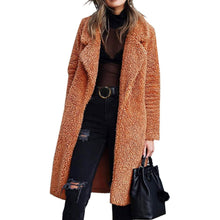 Load image into Gallery viewer, Women's Fuzzy Fleece Lapel Open Front Long Cardigan Coat
