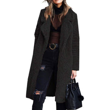Load image into Gallery viewer, Women's Fuzzy Fleece Lapel Open Front Long Cardigan Coat
