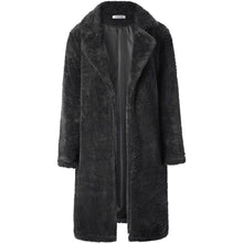 Load image into Gallery viewer, Women's Fuzzy Fleece Lapel Open Front Long Cardigan Coat
