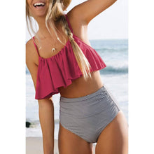 将图片加载到图库查看器，Women's High Waisted Falbala Bikini Set
