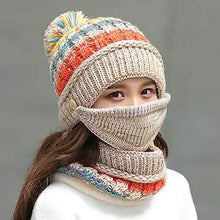将图片加载到图库查看器，Women's Knitted Hat Scarf Mask Set
