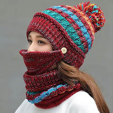 将图片加载到图库查看器，Women's Knitted Hat Scarf Mask Set

