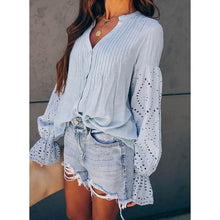 Load image into Gallery viewer, Women's Lace Crochet V-Neck Top
