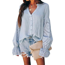 Load image into Gallery viewer, Women's Lace Crochet V-Neck Top
