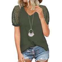 将图片加载到图库查看器，Women's Lace Short Sleeve V-Neck Top
