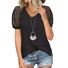 将图片加载到图库查看器，Women's Lace Short Sleeve V-Neck Top
