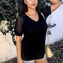 将图片加载到图库查看器，Women's Lace Short Sleeve V-Neck Top
