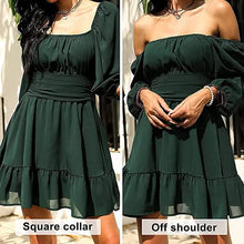Load image into Gallery viewer, Women's Lantern Sleeve Tie Back Mini Dress
