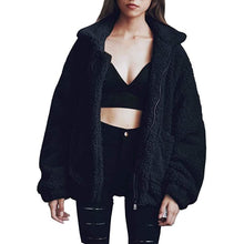 Load image into Gallery viewer, Women's Lapel Zip Up Faux Shearling Shaggy Coat Jacket
