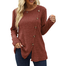将图片加载到图库查看器，Women's Long Sleeve Crew Neck Tunic Tops Buttons Side
