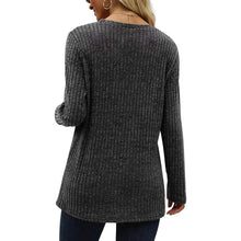 将图片加载到图库查看器，Women's Long Sleeve Crew Neck Tunic Tops Buttons Side
