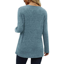 将图片加载到图库查看器，Women's Long Sleeve Crew Neck Tunic Tops Buttons Side

