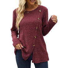 将图片加载到图库查看器，Women's Long Sleeve Crew Neck Tunic Tops Buttons Side
