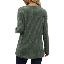 将图片加载到图库查看器，Women's Long Sleeve Crew Neck Tunic Tops Buttons Side
