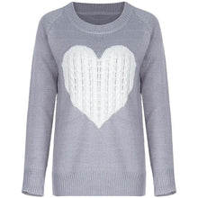Load image into Gallery viewer, Women's Long Sleeve Crewneck Cute Heart Knitted Sweaters
