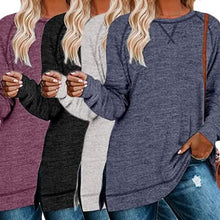 Load image into Gallery viewer, Women's Long Sleeve Loose Casual Autumn Pullover Side Slit Tunic Top
