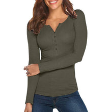 Load image into Gallery viewer, Women's Long Sleeve V Neck Ribbed Button Down Knit Sweater Fitted Top
