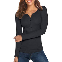 Load image into Gallery viewer, Women's Long Sleeve V Neck Ribbed Button Down Knit Sweater Fitted Top

