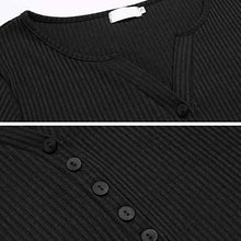 Load image into Gallery viewer, Women's Long Sleeve V Neck Ribbed Button Down Knit Sweater Fitted Top
