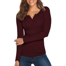 Load image into Gallery viewer, Women's Long Sleeve V Neck Ribbed Button Down Knit Sweater Fitted Top
