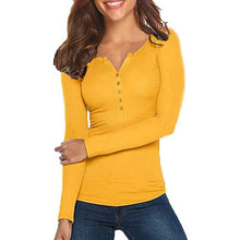 Load image into Gallery viewer, Women's Long Sleeve V Neck Ribbed Button Down Knit Sweater Fitted Top
