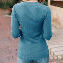 Load image into Gallery viewer, Women's Long Sleeve V Neck Ribbed Button Knit Sweater

