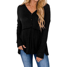 Load image into Gallery viewer, Women's Long Sleeve V Neck Ruffle Babydoll Tunic Tops
