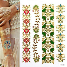 Load image into Gallery viewer, Womens Metallic Temporary Sticker Tattoos Gold Silver Waterproof Tattoos for Women
