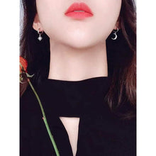 Load image into Gallery viewer, Women's Moon Star Pendant Small Hoop Earrings
