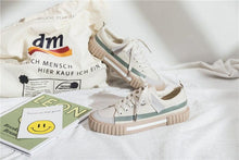将图片加载到图库查看器，Womens New Spring Fashion Canvas Casual Flats Striped Vulcanize Fashion Style Sneakers Low-Cut Trainers Canvas Flat Sneakers Casual Slip On Canvas Comfortable Design
