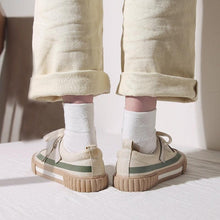 将图片加载到图库查看器，Womens New Spring Fashion Canvas Casual Flats Striped Vulcanize Fashion Style Sneakers Low-Cut Trainers Canvas Flat Sneakers Casual Slip On Canvas Comfortable Design

